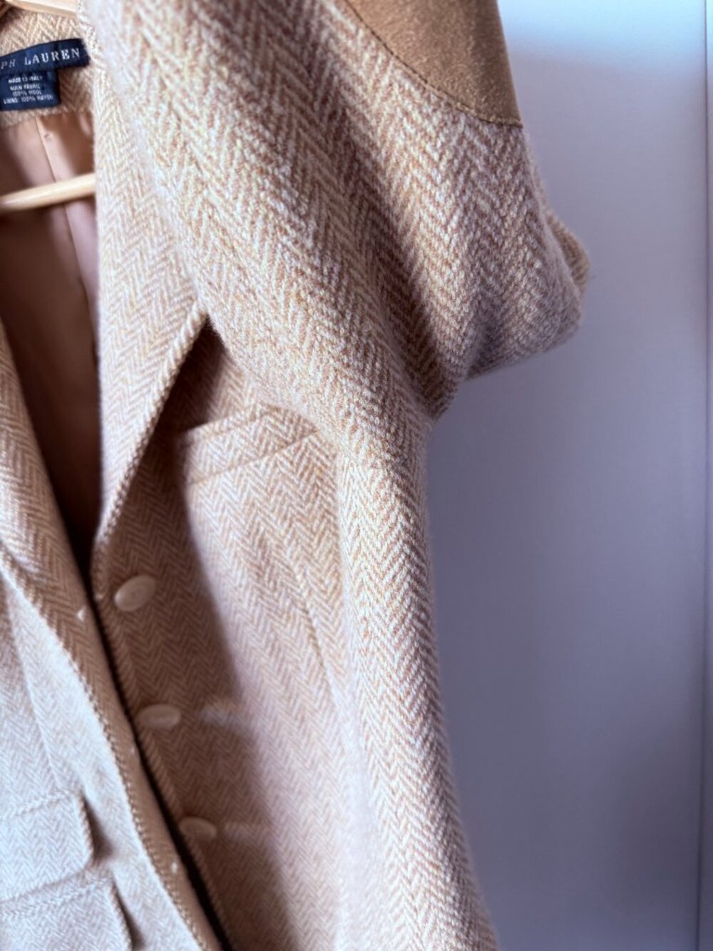 Vintage Ralph Lauren Wool Herringbone Blazer Made in Italy Excellent Condition